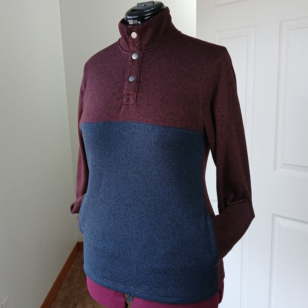 Sonoma The Supersoft Sweater Fleece S colorblock sweatshirt quarter snap pockets - Picture 14 of 16